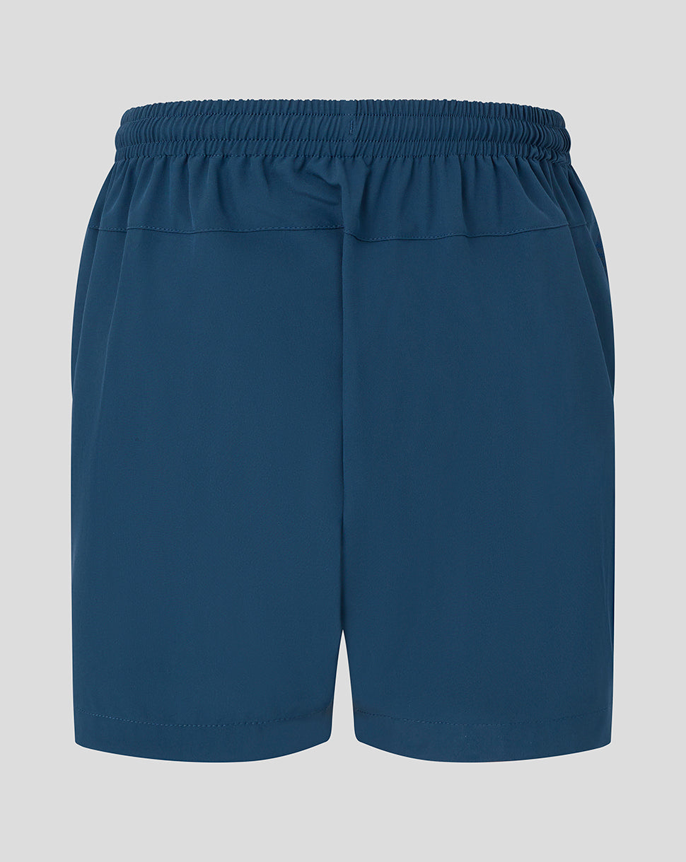 Blue shorts on a light gray background