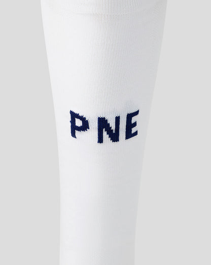 White sock with 'PNE' text on a white background