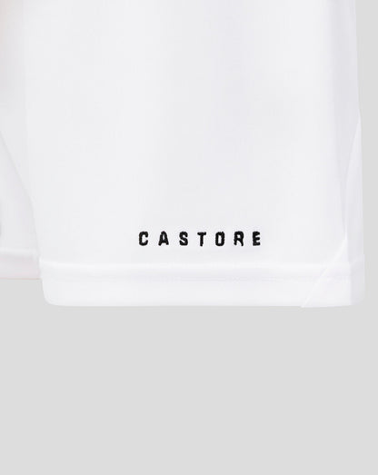 White shorts with 'CASTORE' logo on a light gray background