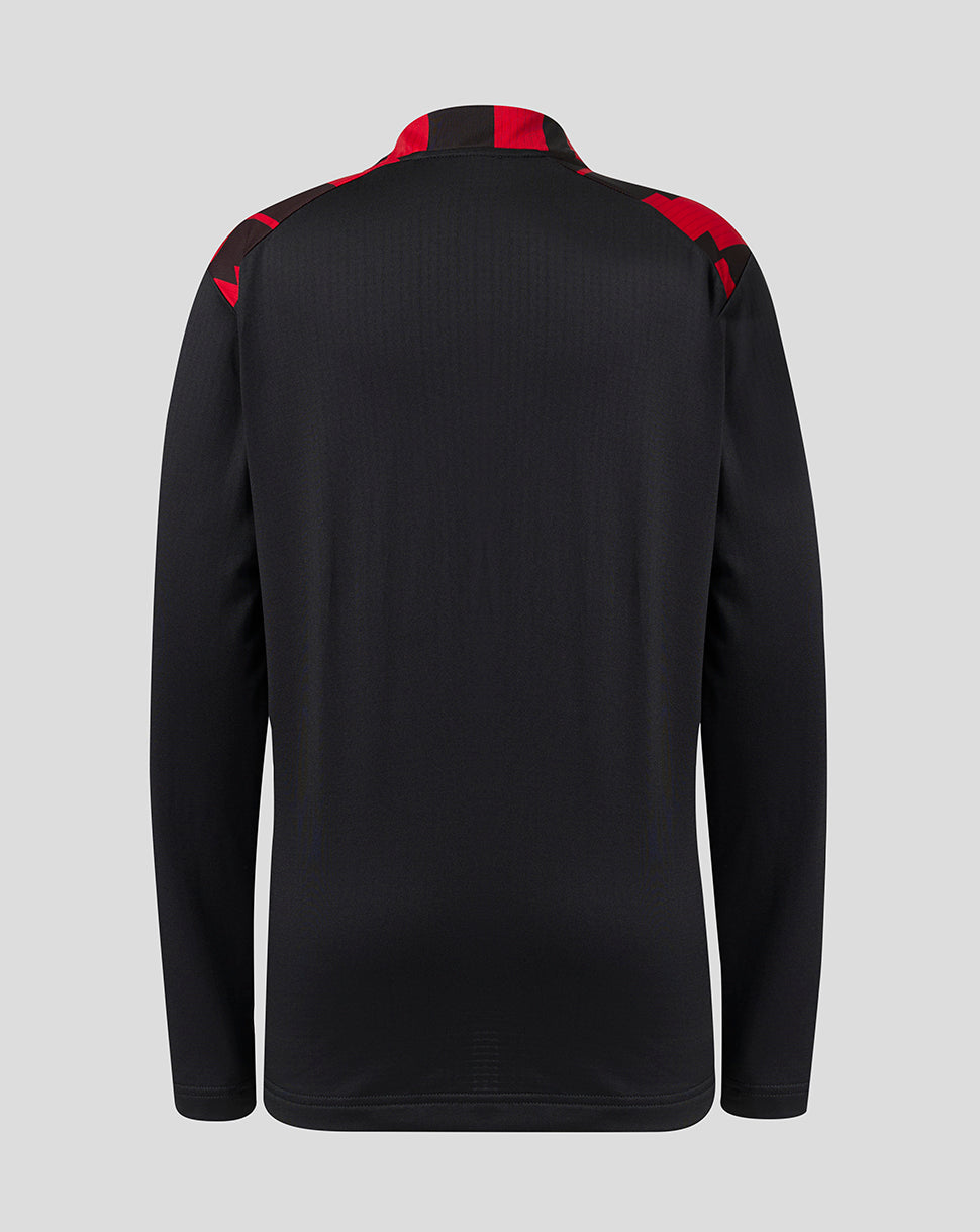Back view of the black Athletic Club matchday jacket with bold red shoulder patches.