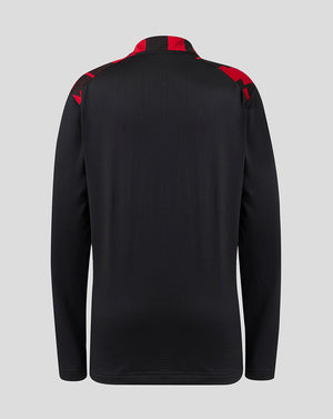 Back view of the black Athletic Club matchday jacket with bold red shoulder patches.