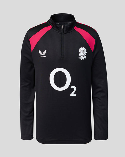 Black sports jacket with red accents, white logo, and 'O2' branding on a gray background