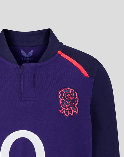 Navy rugby jersey with red rose emblem and white letter 'O2' on a light gray background