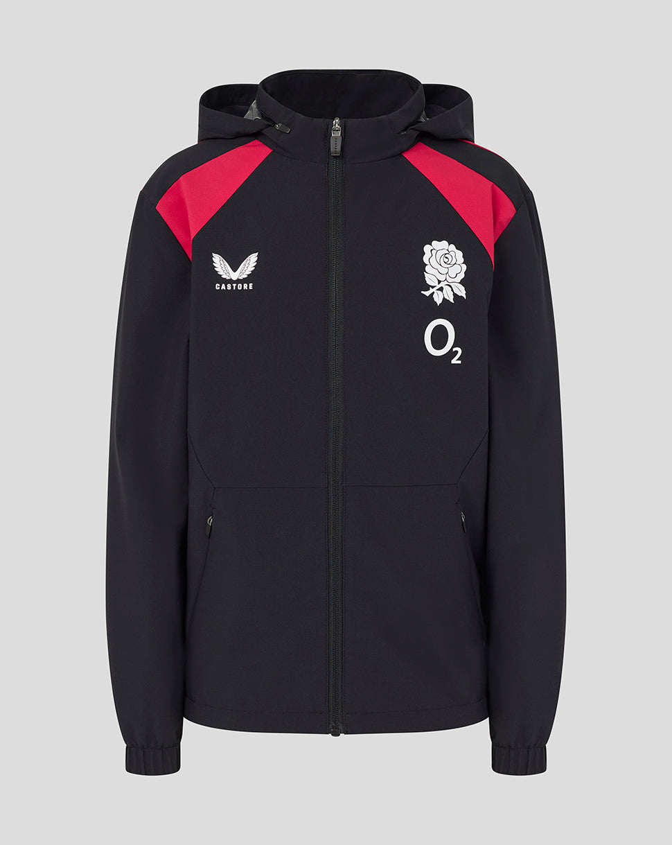 England Rugby Juniors 26/27 Training Packable Hood Shower Jacket - Black - Black