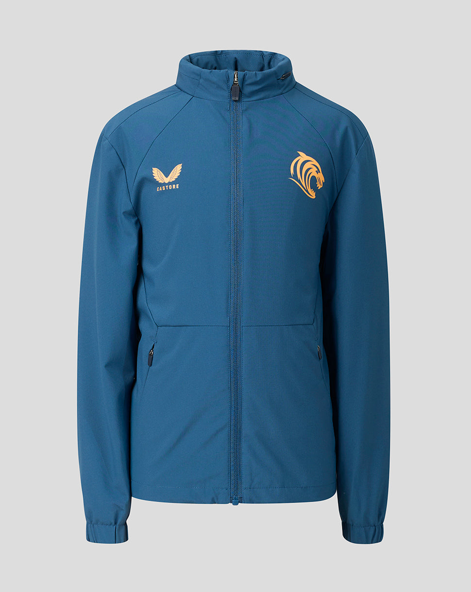 Leicester Tigers Junior 2026/27 Training Packable Hood Shower Jacket - Blue