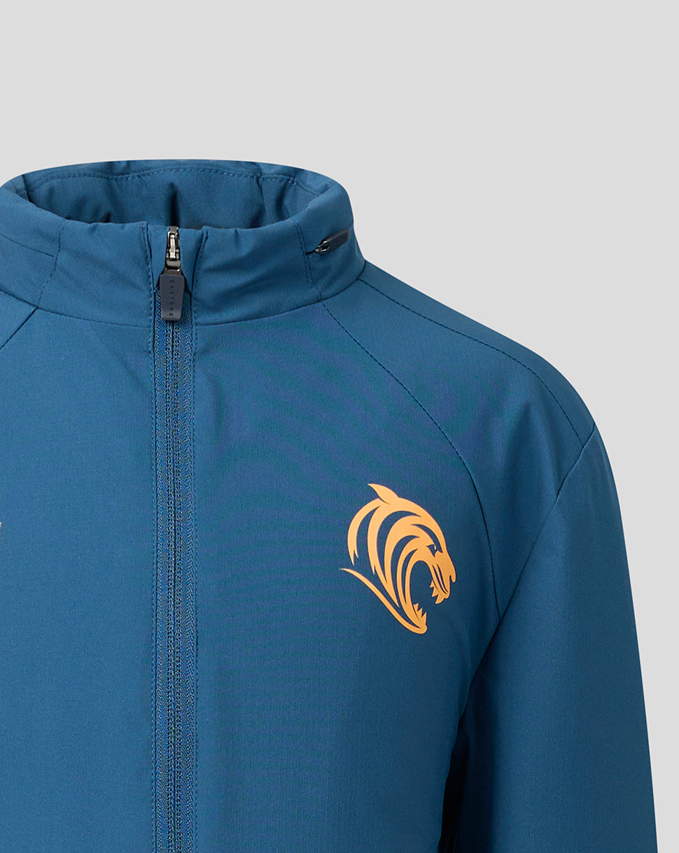 Leicester Tigers Junior 2026/27 Training Packable Hood Shower Jacket - Blue