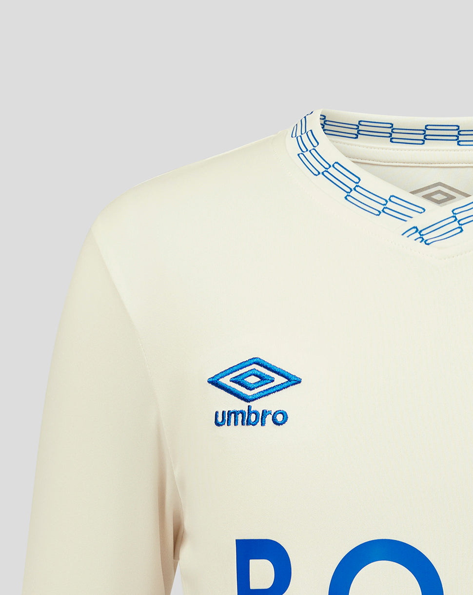 Beige sweatshirt with blue Umbro logo on a light gray background