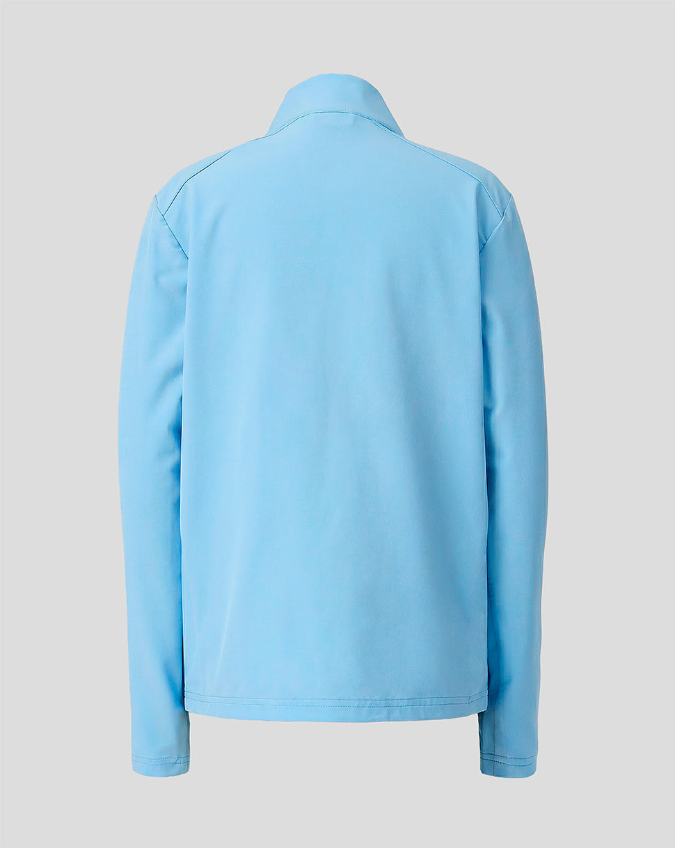 Back view of light blue Feyenoord Junior Away Matchday Jacket with clean silhouette