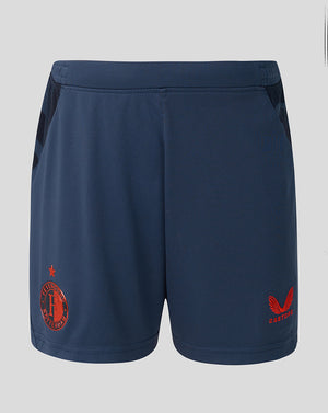 Navy Feyenoord Derde Short junior front view with Feyenoord crest and Castore logo
