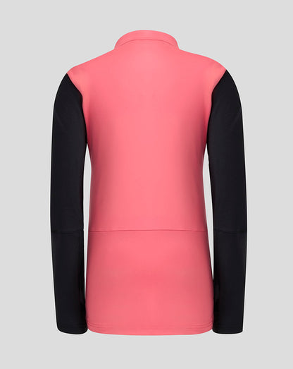 Pink and black jacket on a light gray background