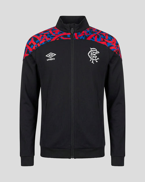 Rangers Matchday black walk out jacket on a grey background