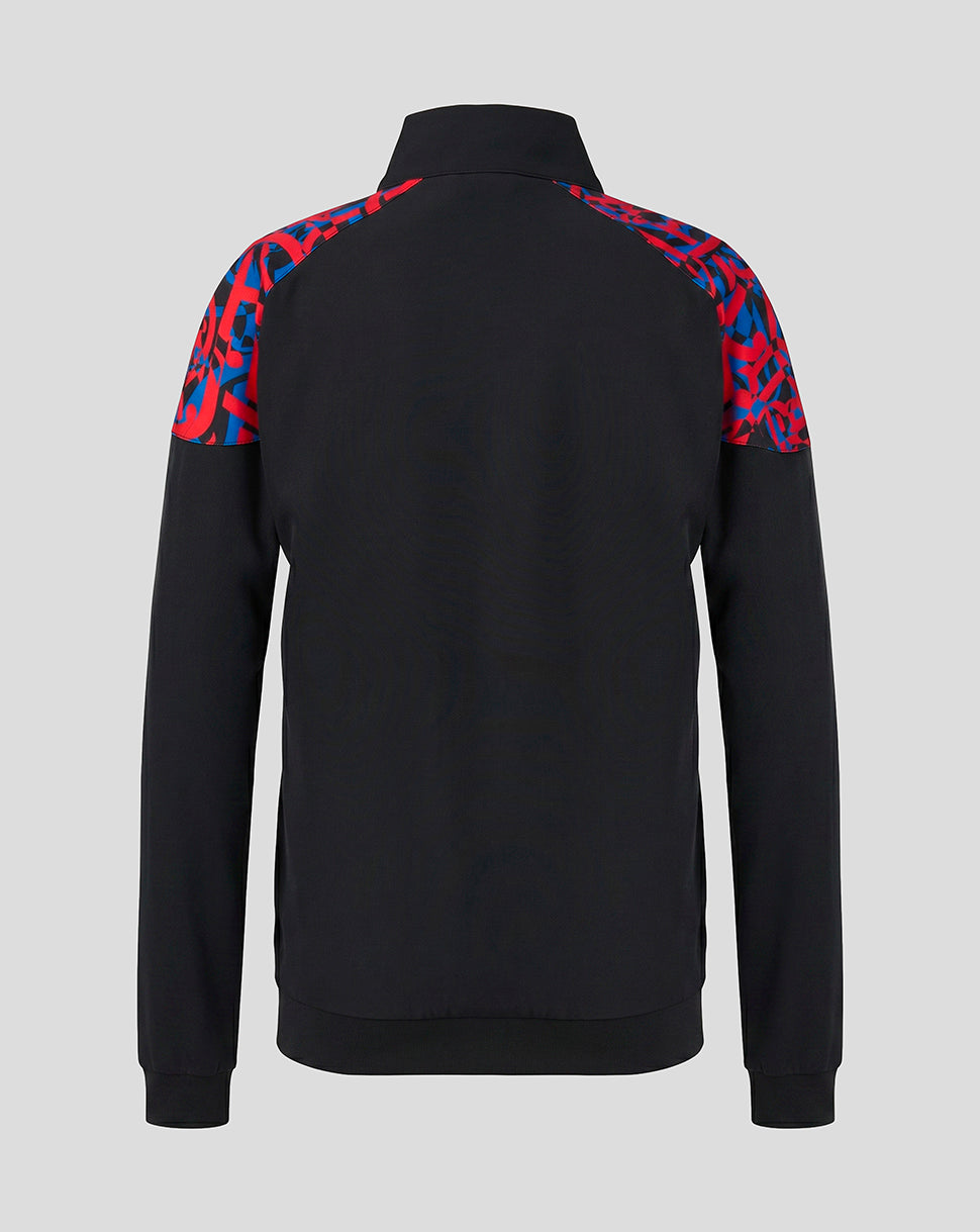 Rangers Matchday black walk out jacket on a grey background
