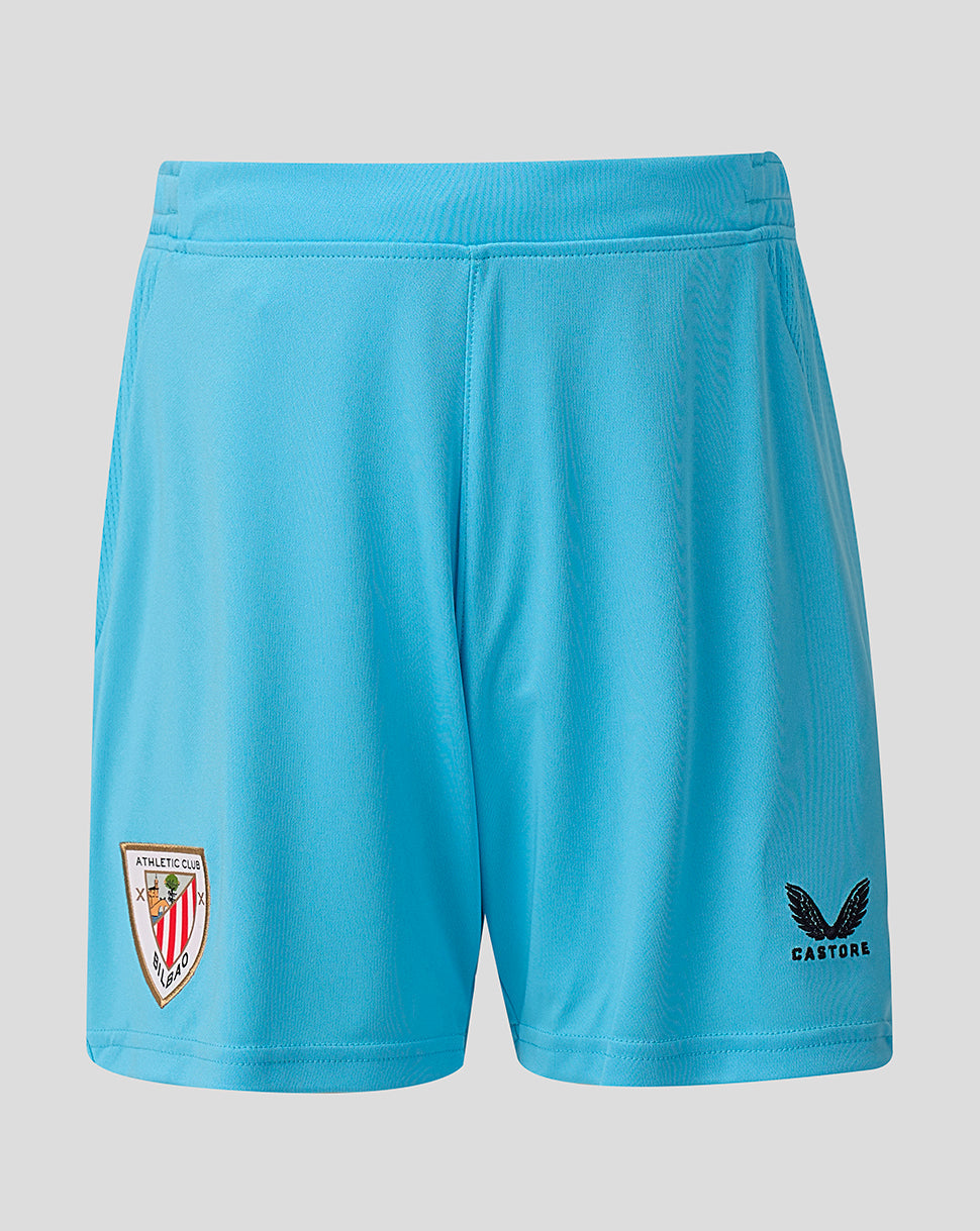 Turquoise Athletic Club junior third shorts front view with club crest patch on the left leg and Castore logo on the right.