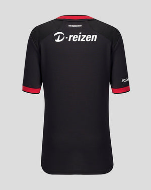 Back view of FC Twente 2026/27 away shirt in black with D-reizen sponsor and red sleeve trim