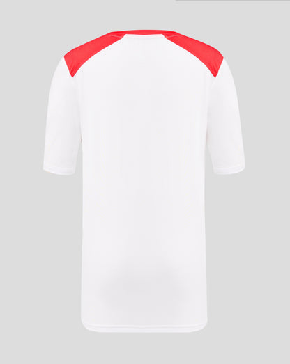 Back view of white FC Twente 26/27 matchday junior shirt with red shoulder panels