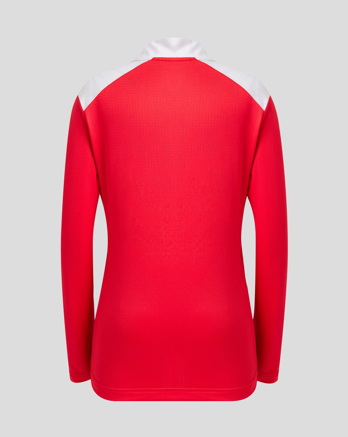 Back view of a red FC Twente Matchday intermedia layer with white shoulder panels