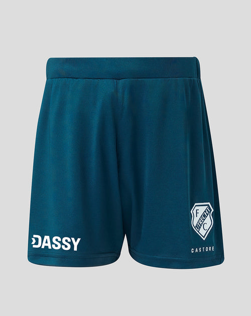 FC Utrecht Junior away shorts in teal with club crest on the right leg