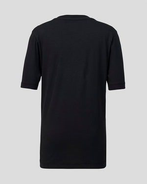 Black t-shirt on a light gray background