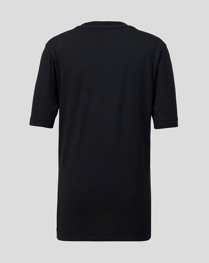 Black t-shirt on a light gray background
