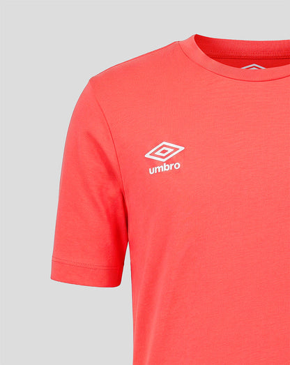 Red t-shirt with Umbro logo on a gray background