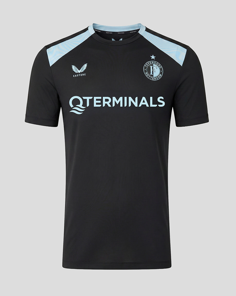 Feyenoord men's 2026-27 training coaches shirt in black with light blue shoulder panels and club crest