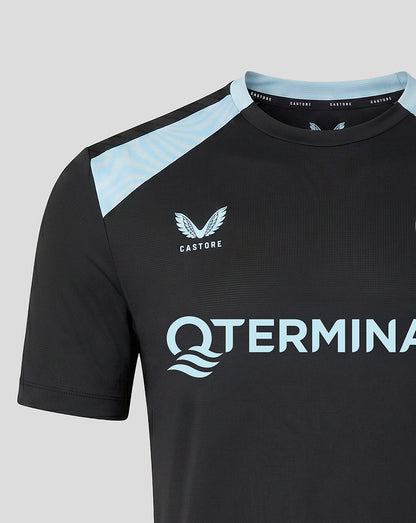 Close-up of Feyenoord training shirt highlighting crest and large sponsor logo across the chest