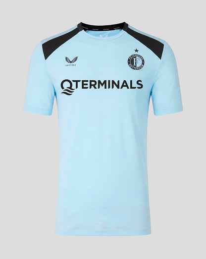 Light blue Feyenoord training jersey with club crest on the left chest and QTERMINALS sponsor across the chest