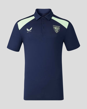 Navy training polo with mint shoulder panels and Athletic Club crest on chest