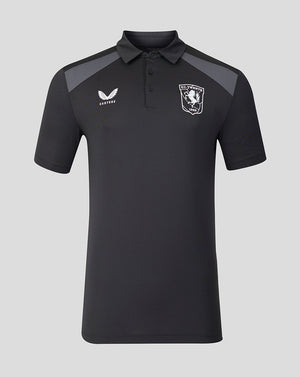 FC Twente 26/27 training polo in black with gray shoulder panels and team crest on the left chest