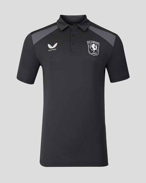 FC Twente 26/27 training polo in black with gray shoulder panels and team crest on the left chest
