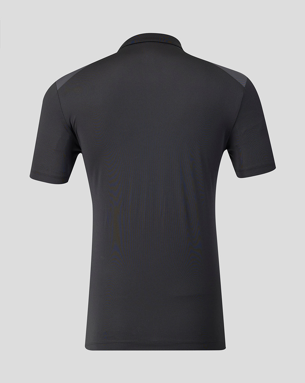 Back view of FC Twente 26/27 training polo in black with gray shoulder panels