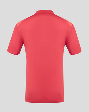 Back view of pink FC Utrecht training polo with plain back and shoulder panel accents.