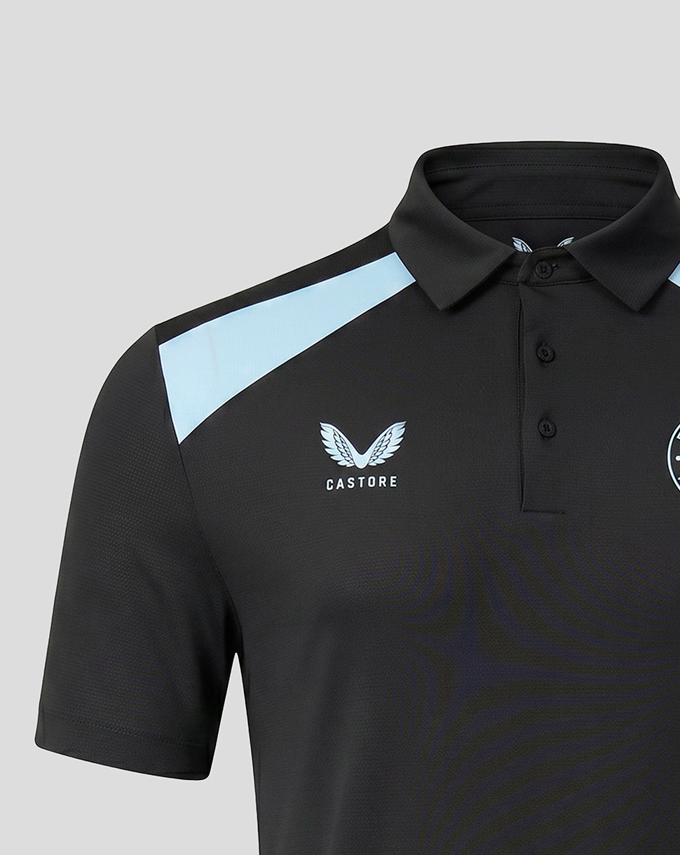 Black Feyenoord training polo with light blue shoulder panels and Castore logo