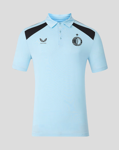 Feyenoord training polo in light blue with navy shoulder panels and club crest on the left chest