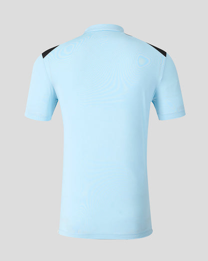 Back view of light blue Feyenoord training polo with navy shoulder panels