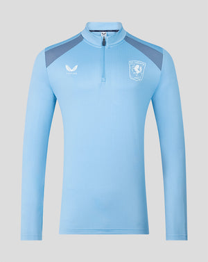 FC Twente training midlayer top in light blue with zip collar and dark shoulder panels