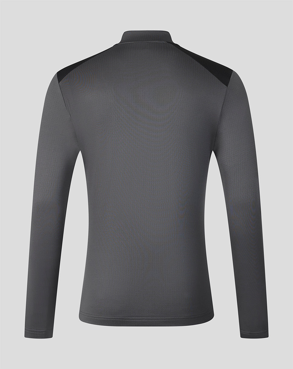 Back view of FC Twente 26/27 Training Coaches Midlayer in gunmetal with black shoulder panels