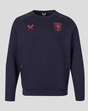 Navy FC Twente travel fleece sweatshirt with a chest crest and a red Castore logo