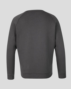 Back view of dark gray FC Utrecht Adapt Travel Fleece Sweatshirt with ribbed hem