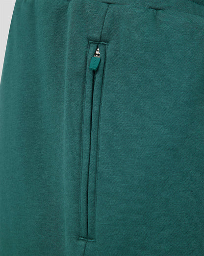 Detail of side zip pocket on green shorts