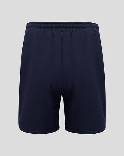 Navy blue shorts on a light gray background