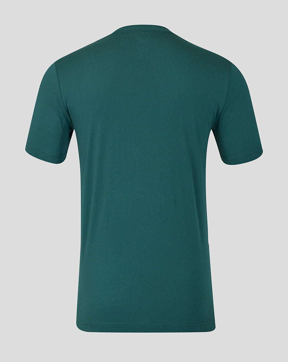 Back view of teal Athletic Club Junior Travel Shirt with clean plain back