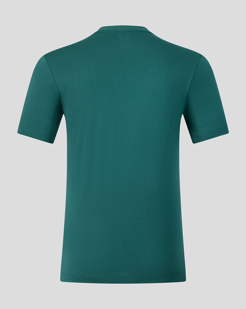 Back view of Feyenoord travel shirt in green with a clean, plain design.