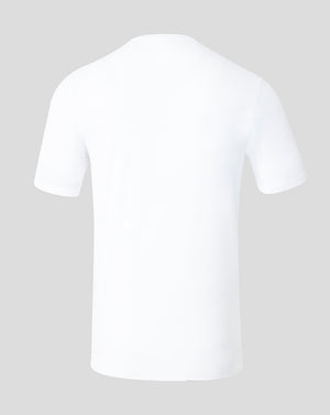 Plain white t-shirt on a light gray background