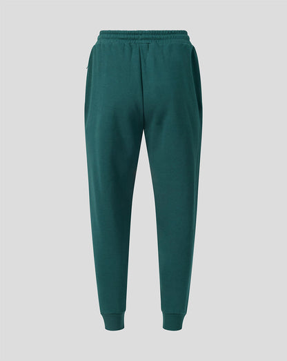 Green Feyenoord travel joggers with elastic waistband and ribbed cuffs, full view.