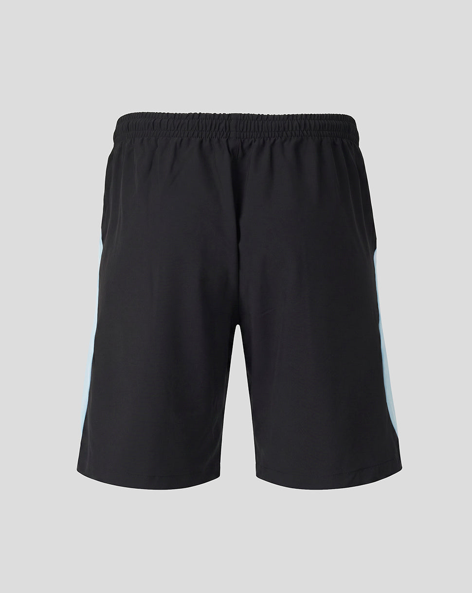 Back view of Feyenoord training shorts in black with an elastic waistband.