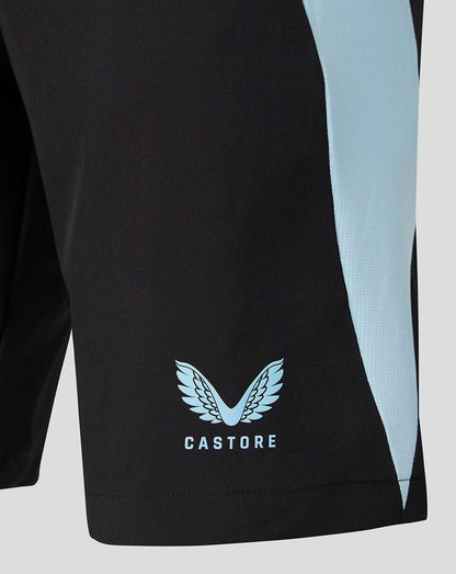 Castore logo with wing on the lower leg of the black training shorts.