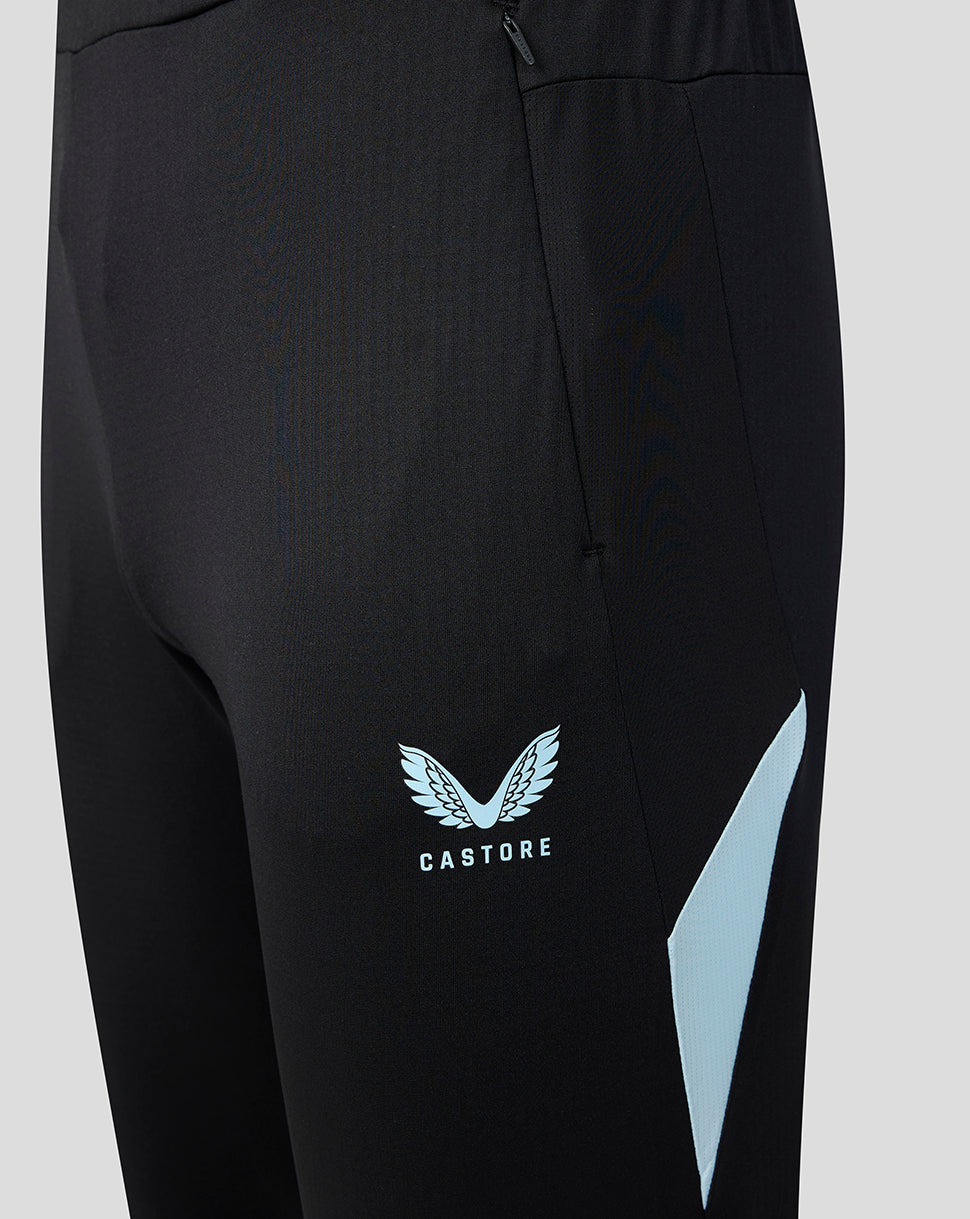 Feyenoord black training coaches pants with light blue Castore wing logo on the thigh