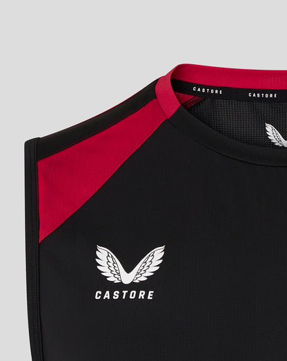 Black and red sports jersey with Castore logo on a gray background