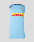 Light blue sleeveless shirt with DHL logo on a gray background